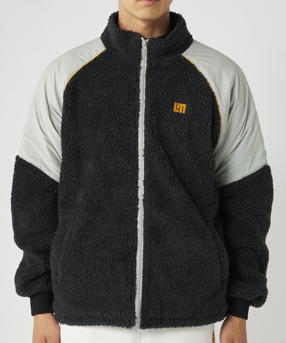 メンズ ボア×タフタ配色ジップブルゾン チャコールグレー | LOUDMOUTH