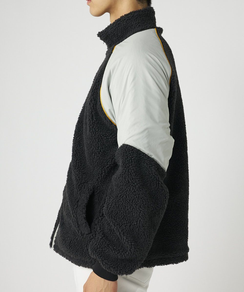 ラウドマウスゴルフ メンズ ボア×タフタ配色ジップブルゾン チャコールグレー ラウドマウスゴルフ メンズ ボア×タフタ配色ジップブルゾン