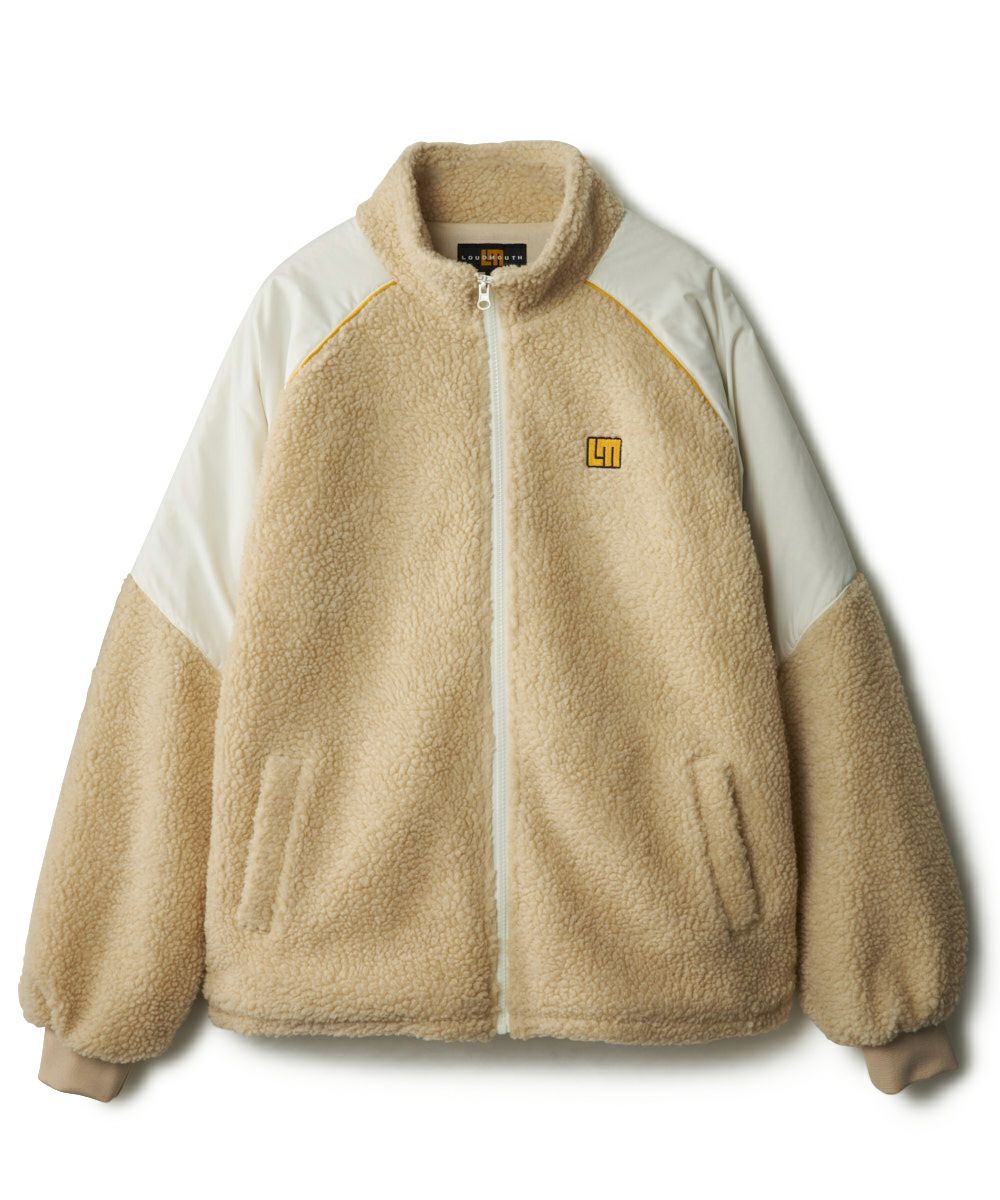 メンズ ボア×タフタ配色ジップブルゾン ベージュ | LOUDMOUTH JAPAN