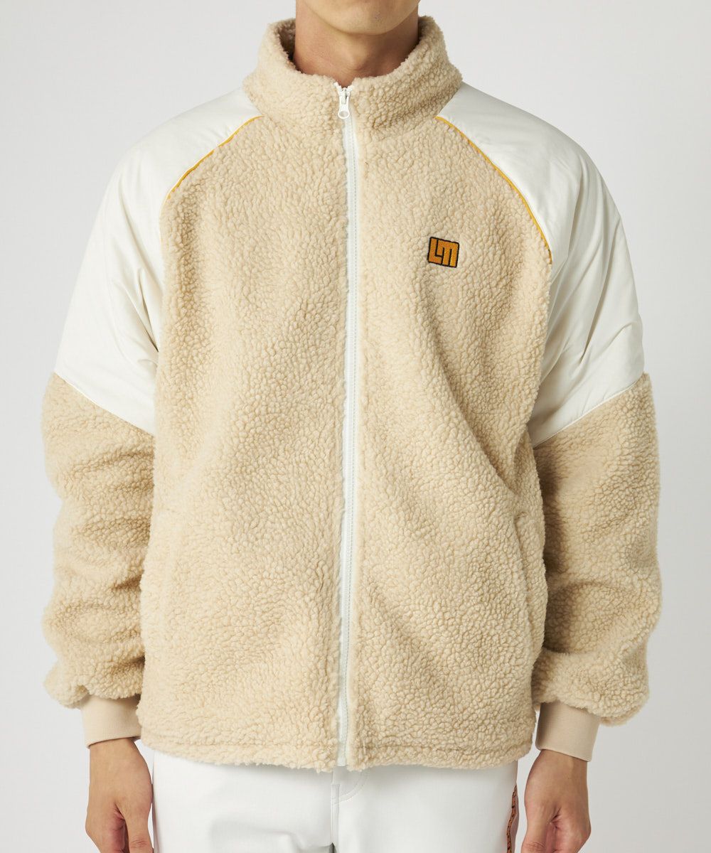 メンズ ボア×タフタ配色ジップブルゾン ベージュ | LOUDMOUTH JAPAN