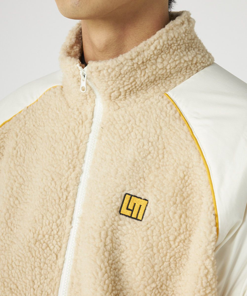 メンズ ボア×タフタ配色ジップブルゾン ベージュ | LOUDMOUTH JAPAN