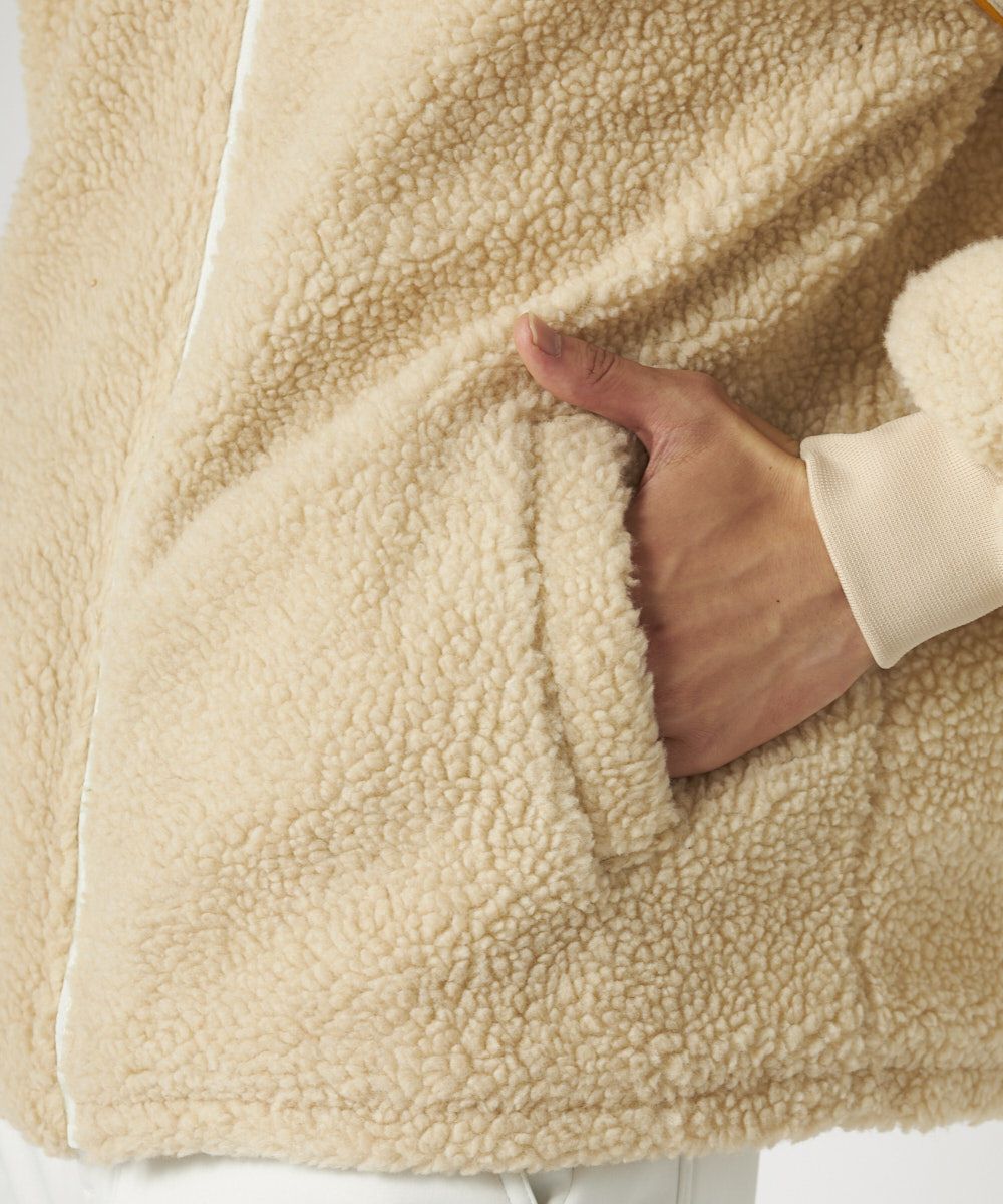 メンズ ボア×タフタ配色ジップブルゾン ベージュ | LOUDMOUTH JAPAN