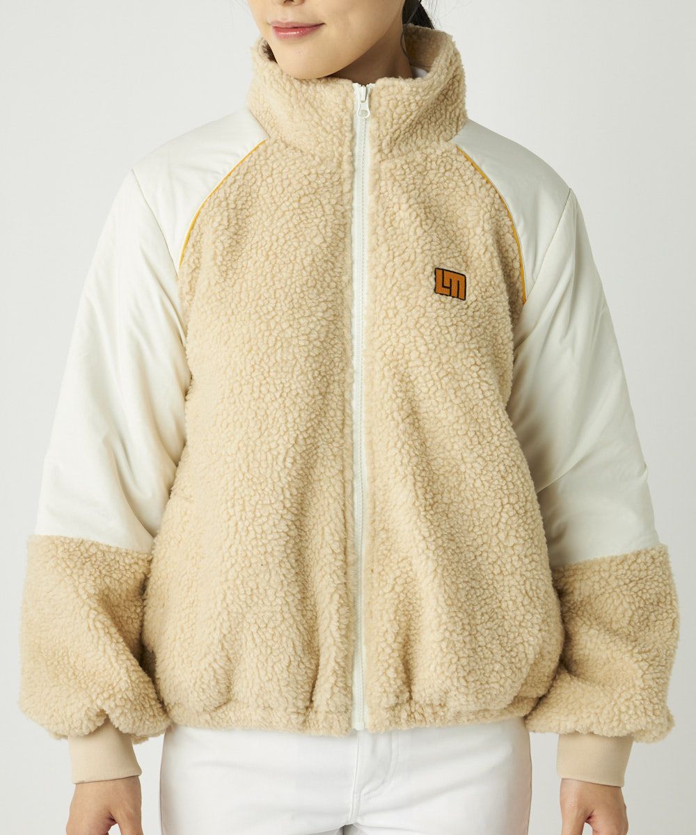 レディース ボア×タフタ配色ジップブルゾン ベージュ | LOUDMOUTH JAPAN