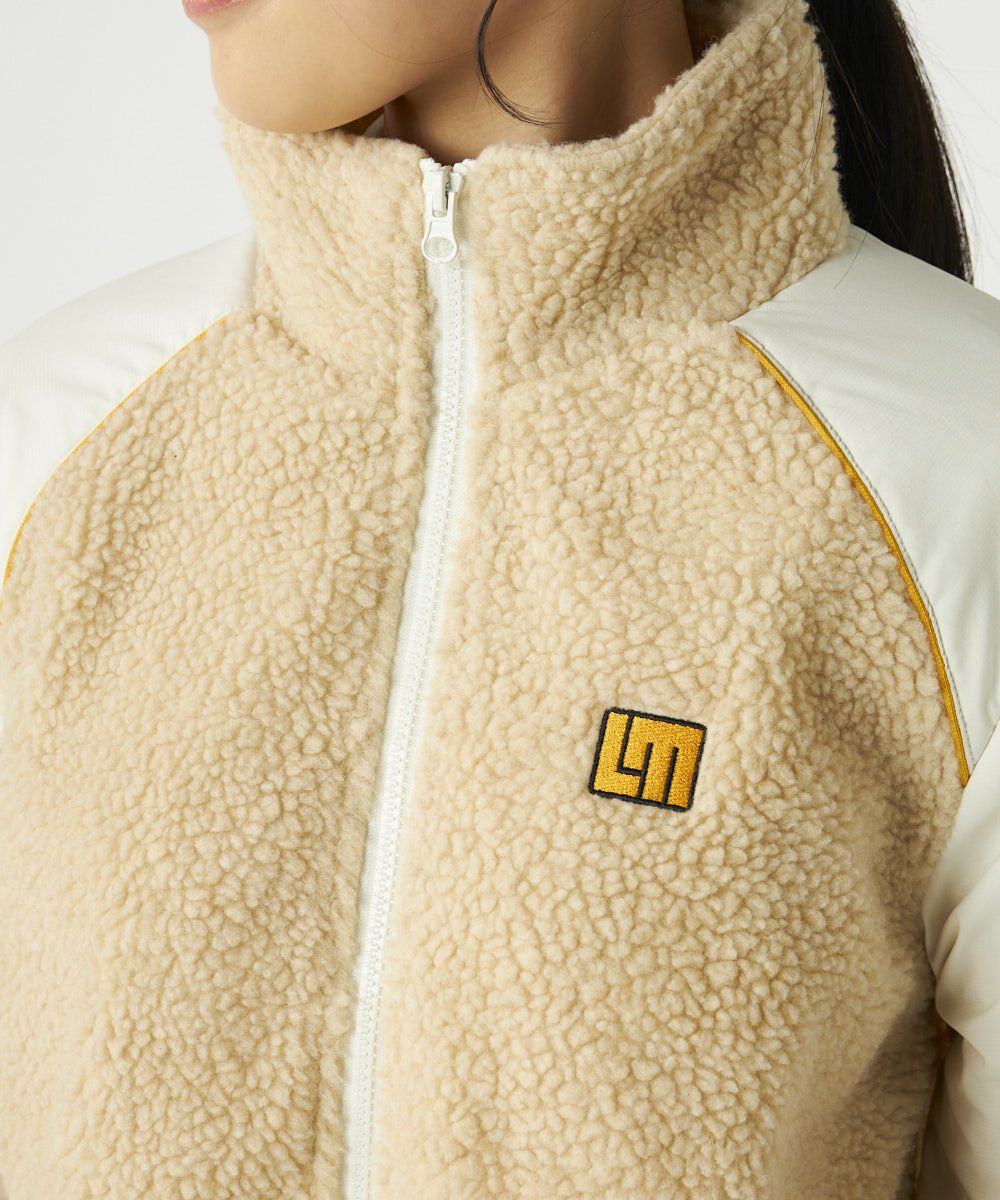 レディース ボア×タフタ配色ジップブルゾン ベージュ | LOUDMOUTH JAPAN
