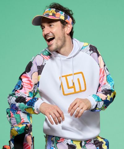 メンズ 軽量ダンボールニット 柄切替ハーフZIPブルゾン ホワイト