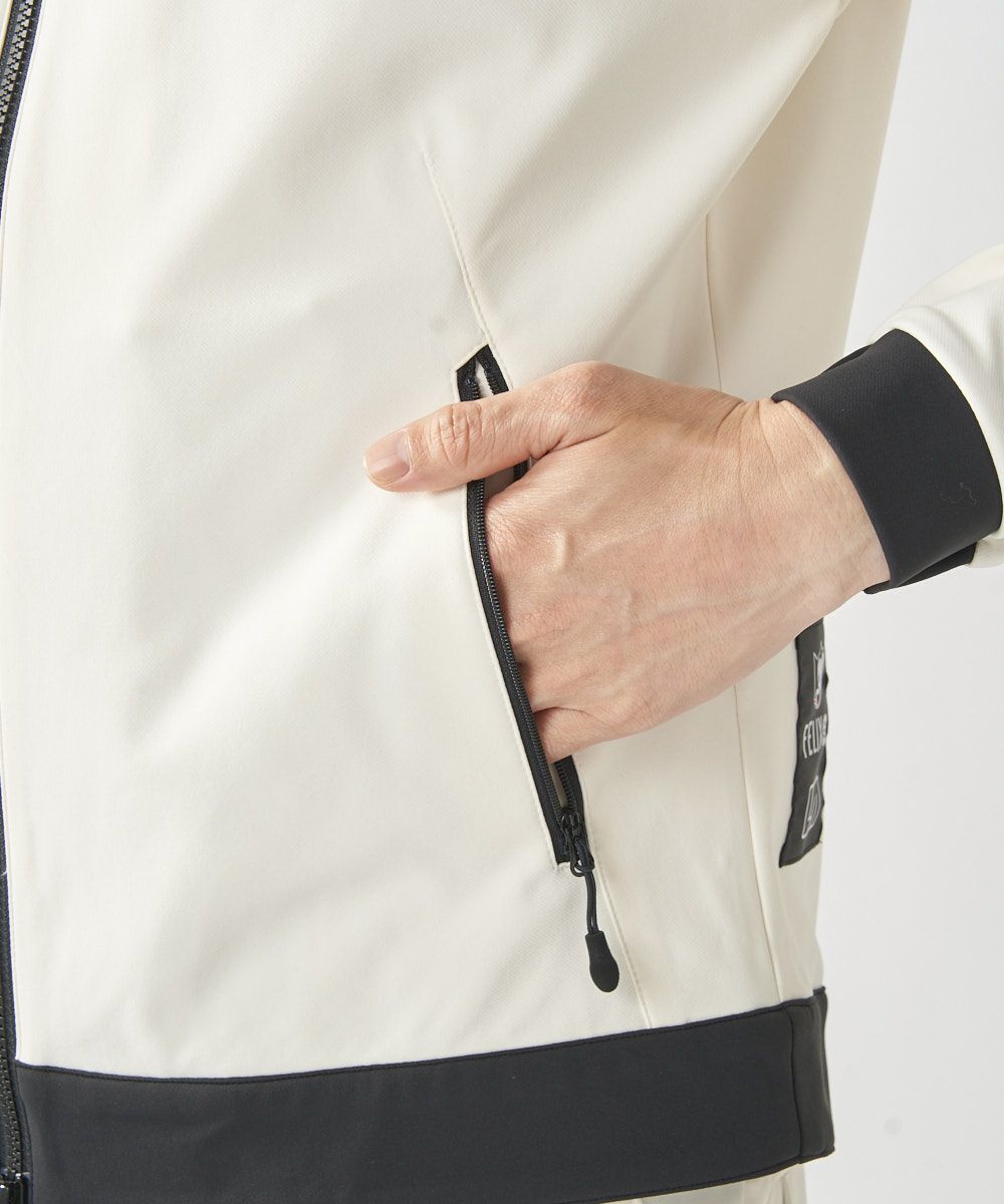 LOUDMOUTH×FELIX コラボ ストレッチ裏起毛ブルゾン メンズ LOUDMOUTH×FELIX コラボ ストレッチ裏起毛ブルゾン ホワイト