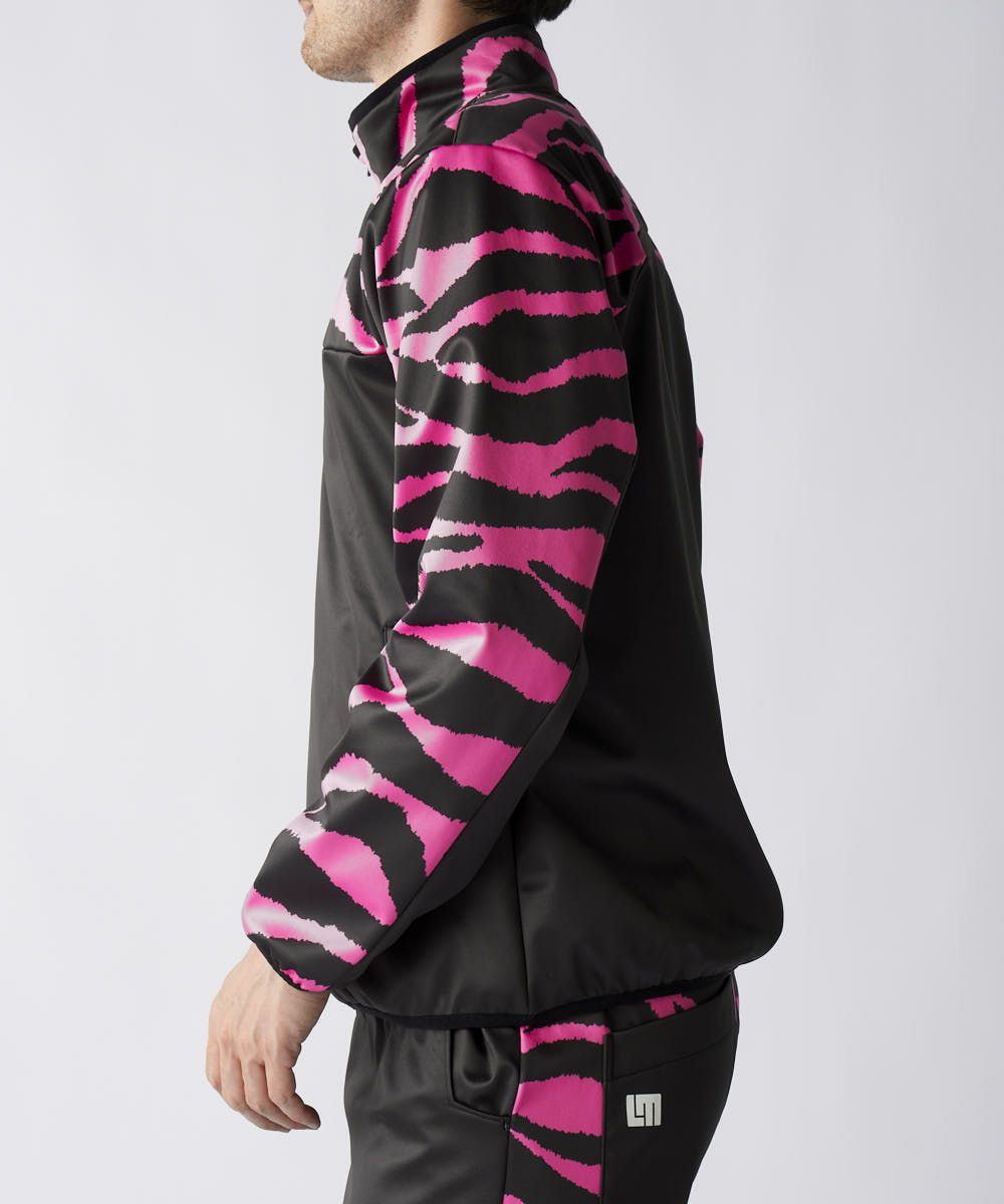 メンズ 撥水裏フリース 柄切替ハーフZIPプルオーバー Pink Tarzan