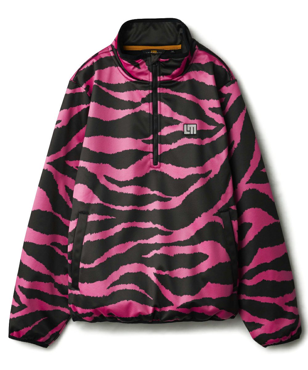 レディース 撥水裏フリース柄ハーフZIPプルオーバー Pink Tarzan