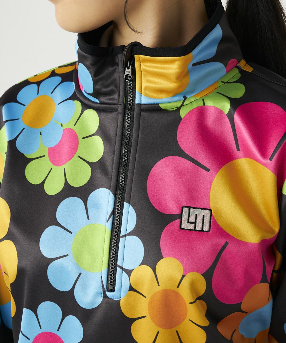 レディース 撥水裏フリース柄ハーフZIPプルオーバー Magic Bus