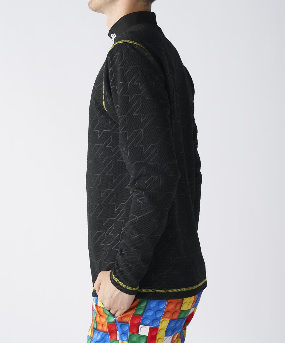 メンズ エンボスジャージ長袖シャツ ブラック | LOUDMOUTH JAPAN