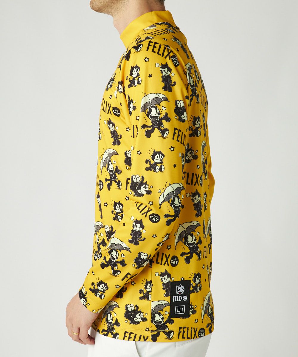 ラウドマウス メンズ フィリックス LOUDMOUTH×FELIX コラボ長袖モックネックシャツ ゴルフウェア トップス 吸汗速乾 UVカット ホワイト 白 ブラック 黒 オレンジ 送料無料 LOUDMOUTH 775510 メンズ LOUDMOUTH×FELIX コラボ長袖モックネックシャツ オレンジ