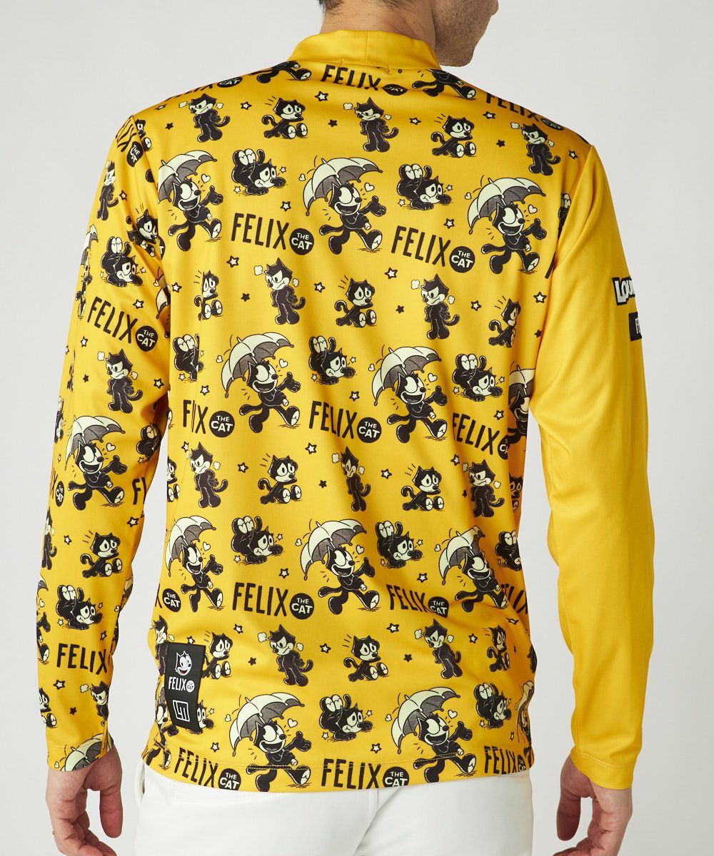 メンズ LOUDMOUTH×FELIX コラボ長袖モックネックシャツ オレンジ