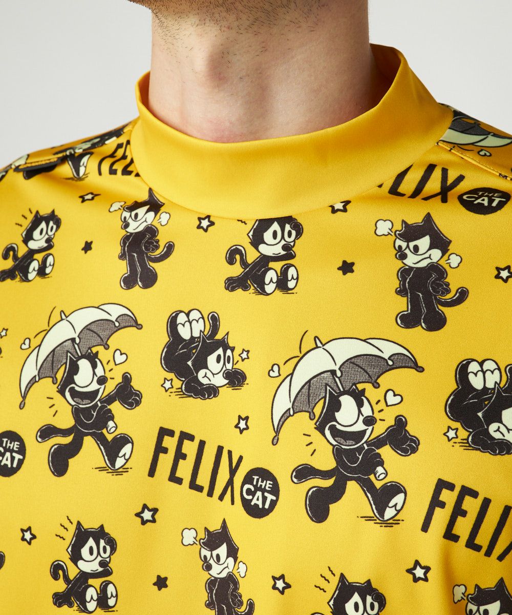 メンズ LOUDMOUTH×FELIX コラボ長袖モックネックシャツ オレンジ