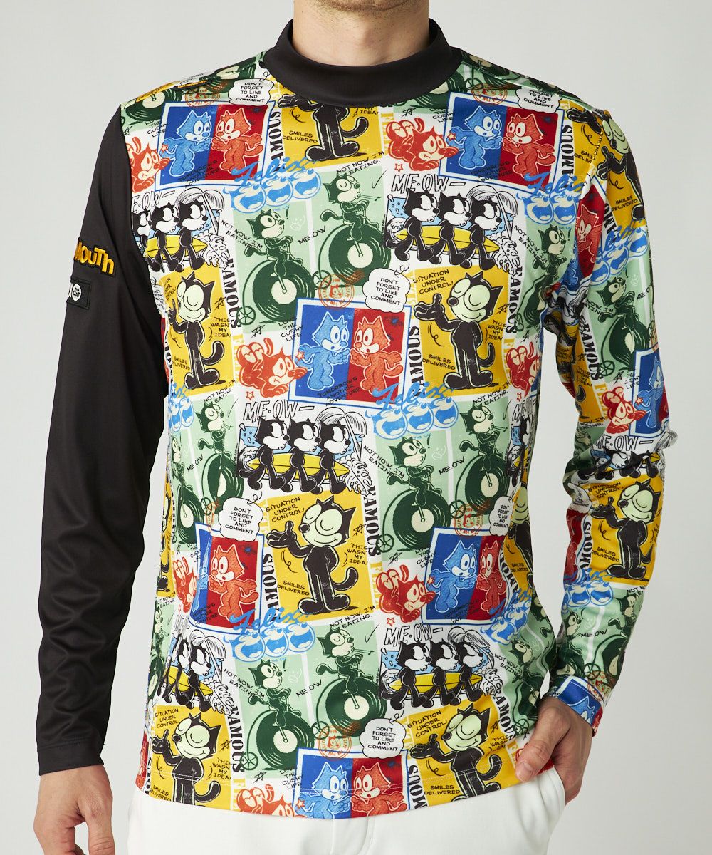 メンズ LOUDMOUTH×FELIX コラボ長袖モックネックシャツ ブラック