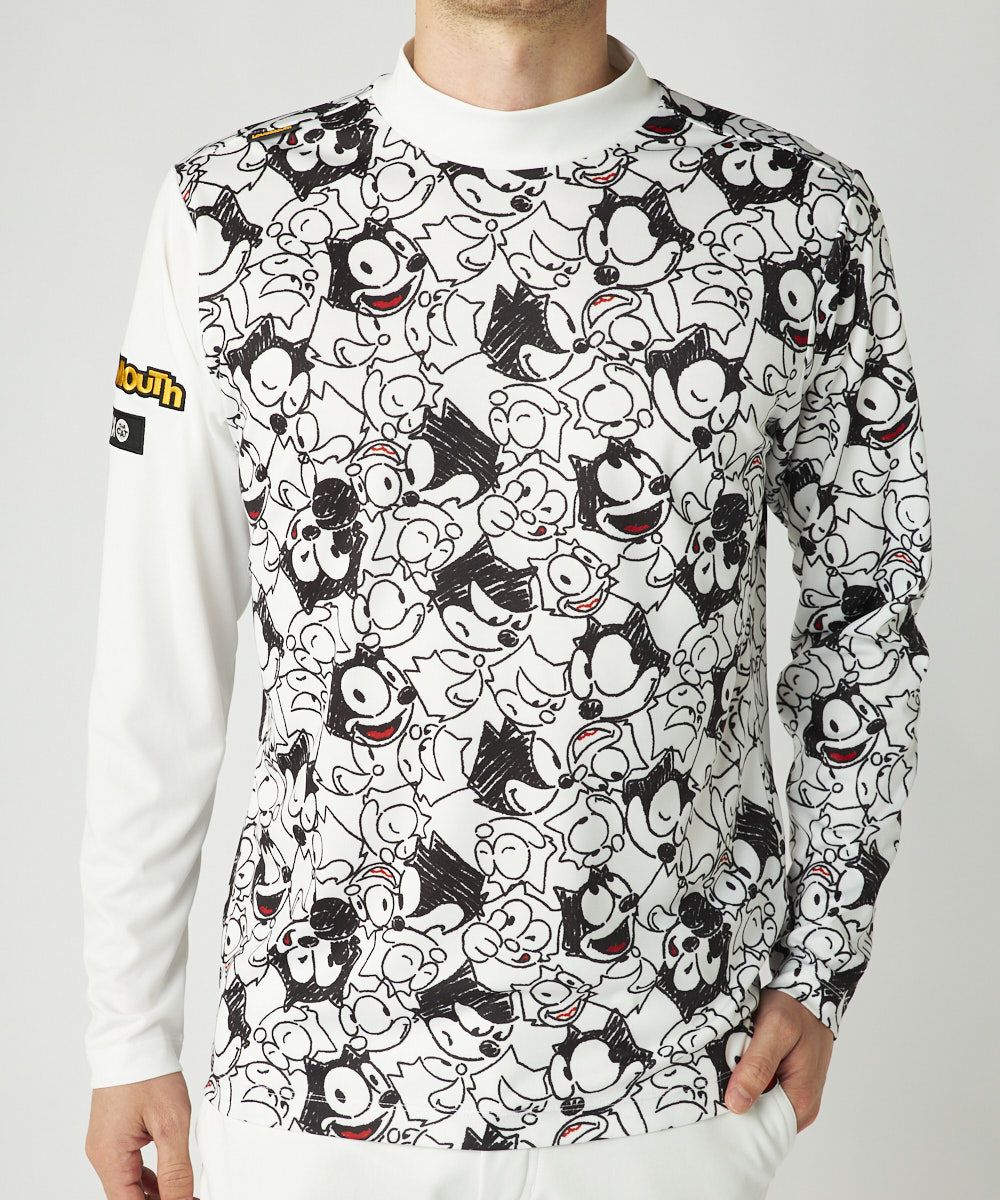 メンズ LOUDMOUTH×FELIX コラボ長袖モックネックシャツ ホワイト