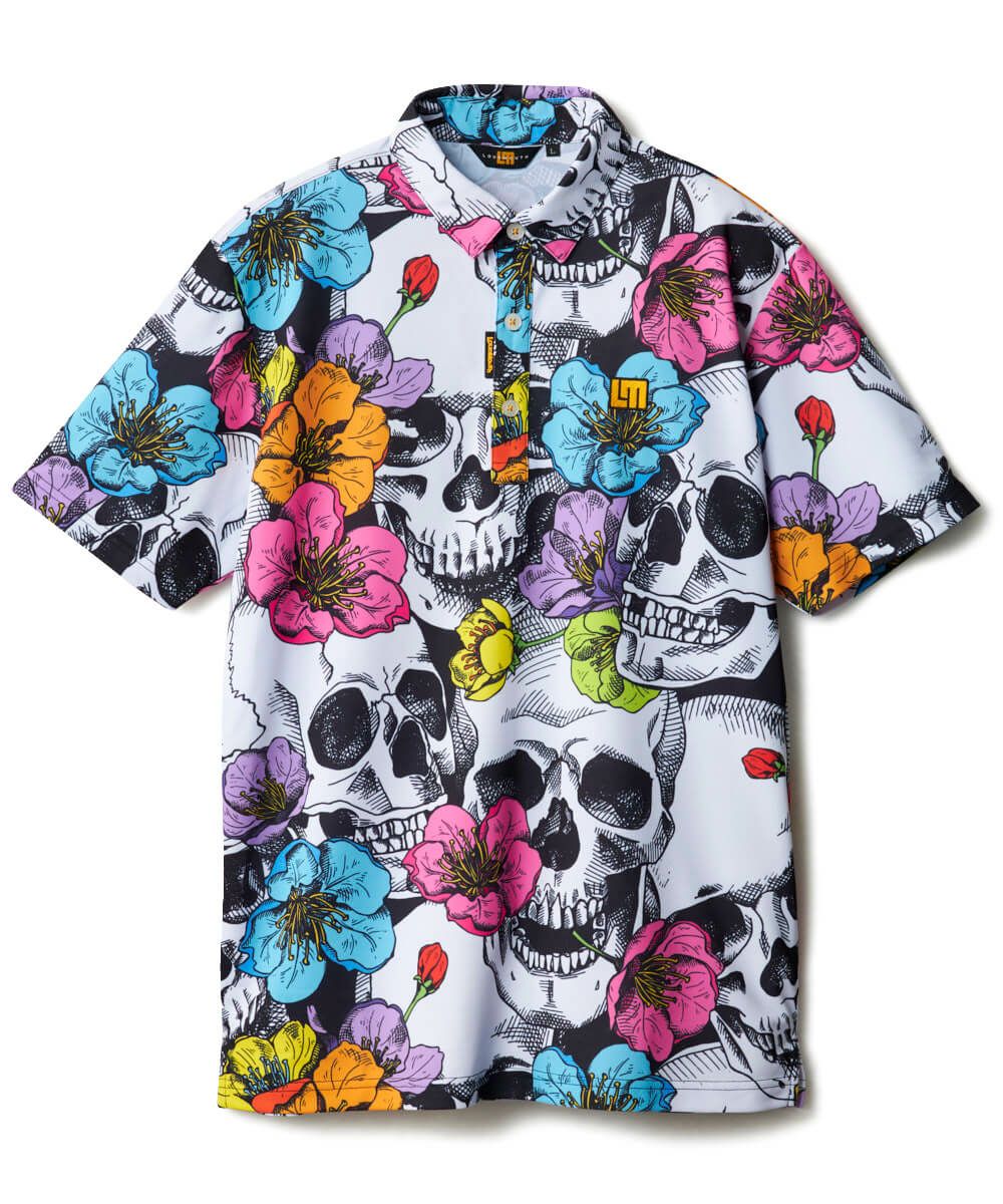メンズ 柄半袖シャツ Neon Skull Flowers/ネオンスカルフラワーズ