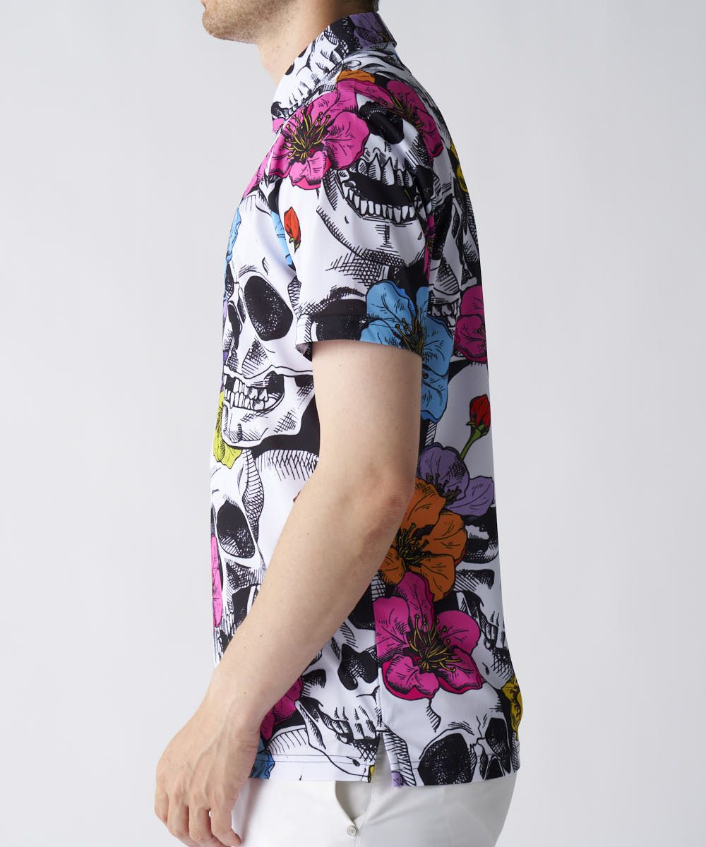メンズ 柄半袖シャツ Neon Skull Flowers/ネオンスカルフラワーズ