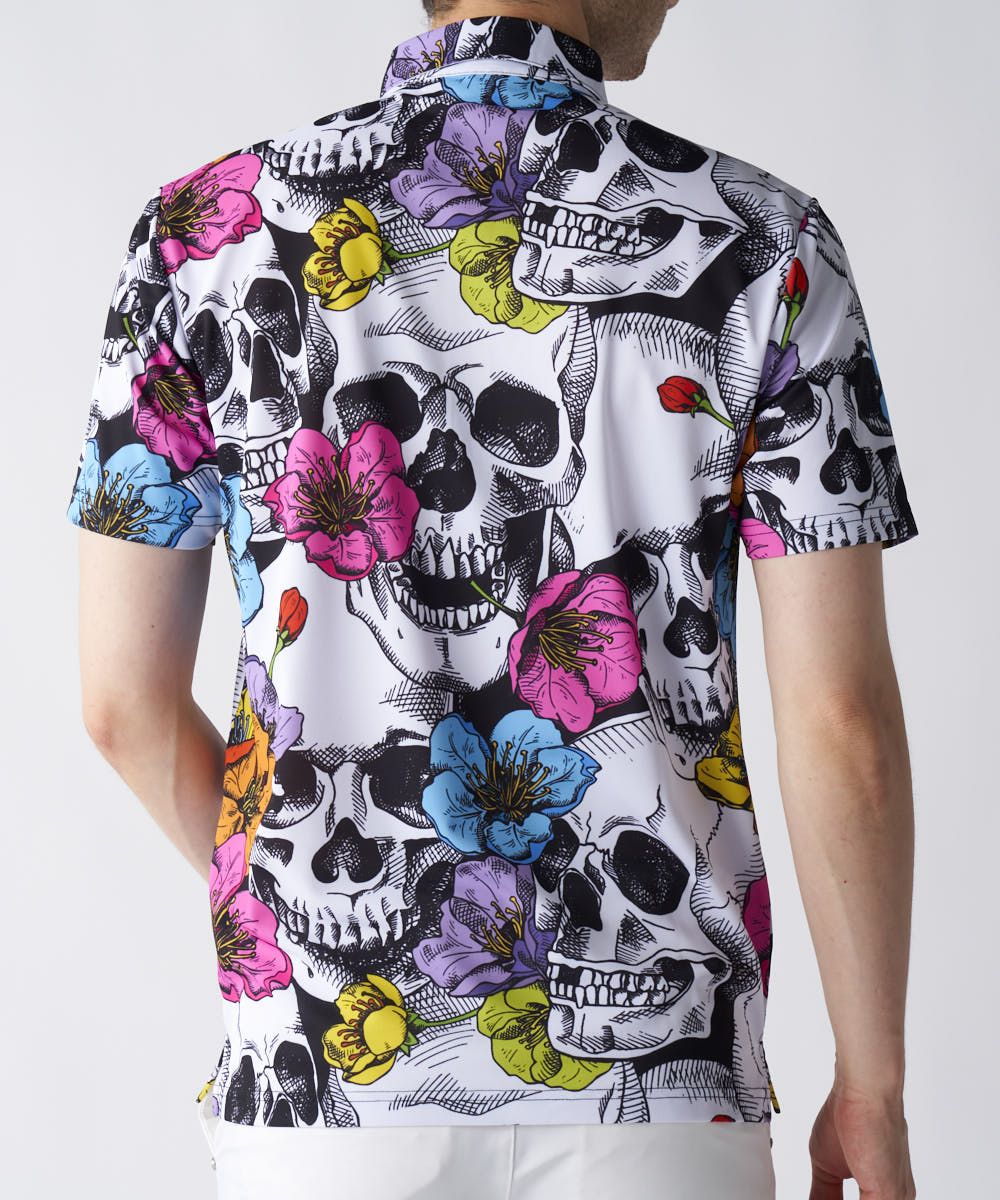 メンズ 柄半袖シャツ Neon Skull Flowers/ネオンスカルフラワーズ