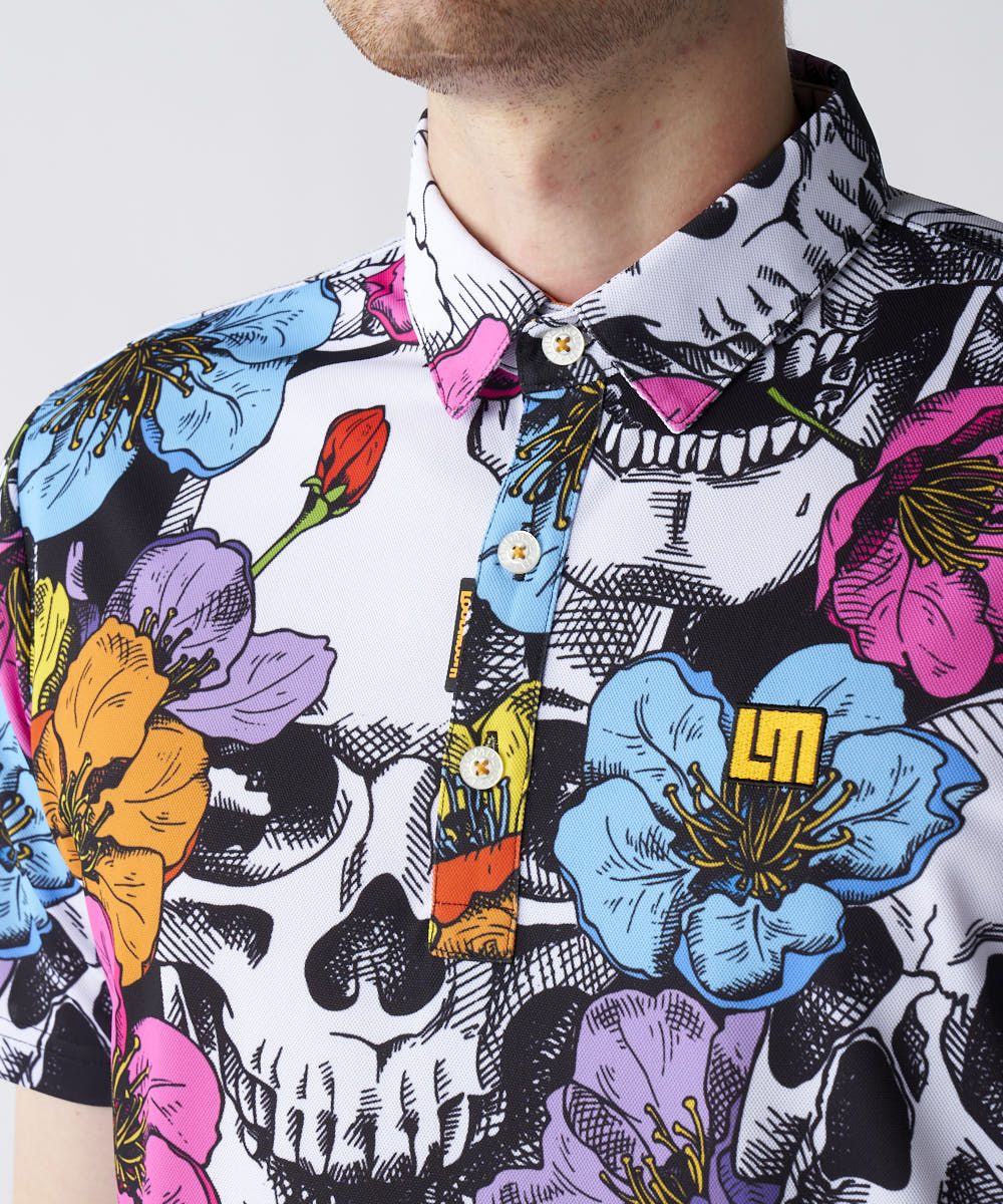 メンズ 柄半袖シャツ Neon Skull Flowers/ネオンスカルフラワーズ
