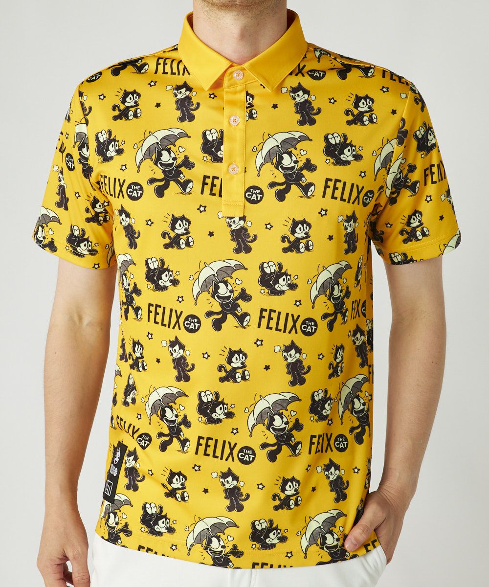 メンズ LOUDMOUTH×FELIX コラボ柄半袖シャツ オレンジ