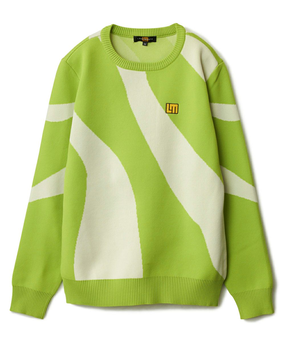 レディース クルーネック軽量ニットセーター ライトグリーン