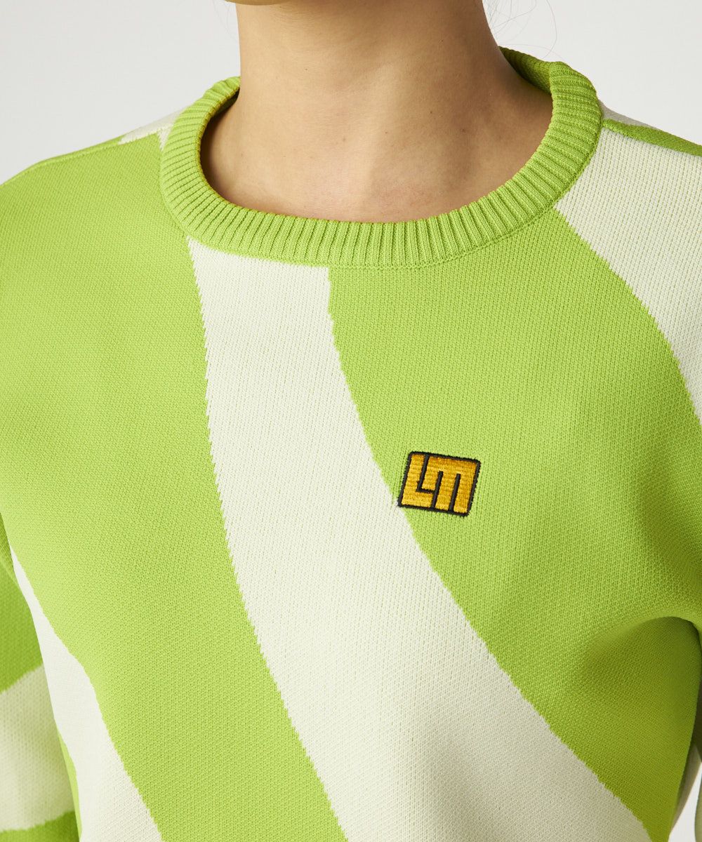 レディース クルーネック軽量ニットセーター ライトグリーン