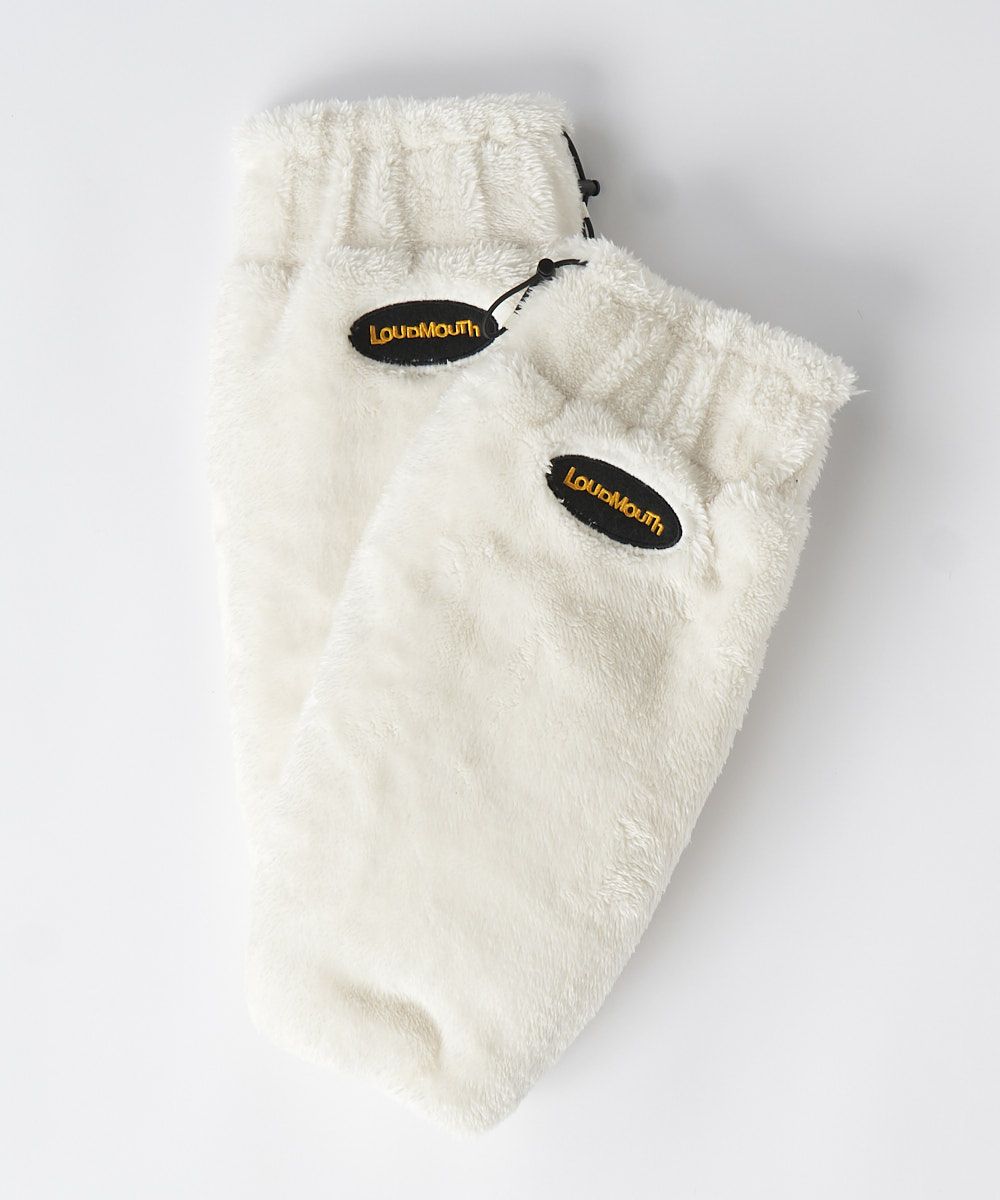 レディース ボア×フリース リバーシブルレッグウォーマー オフホワイト