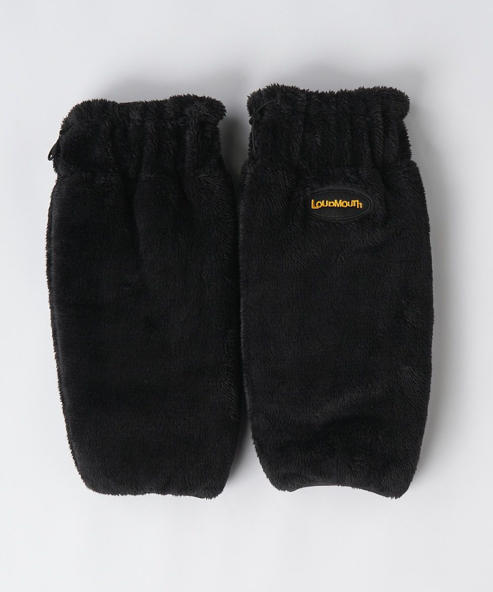 レディース ボア×フリース リバーシブルレッグウォーマー ブラック