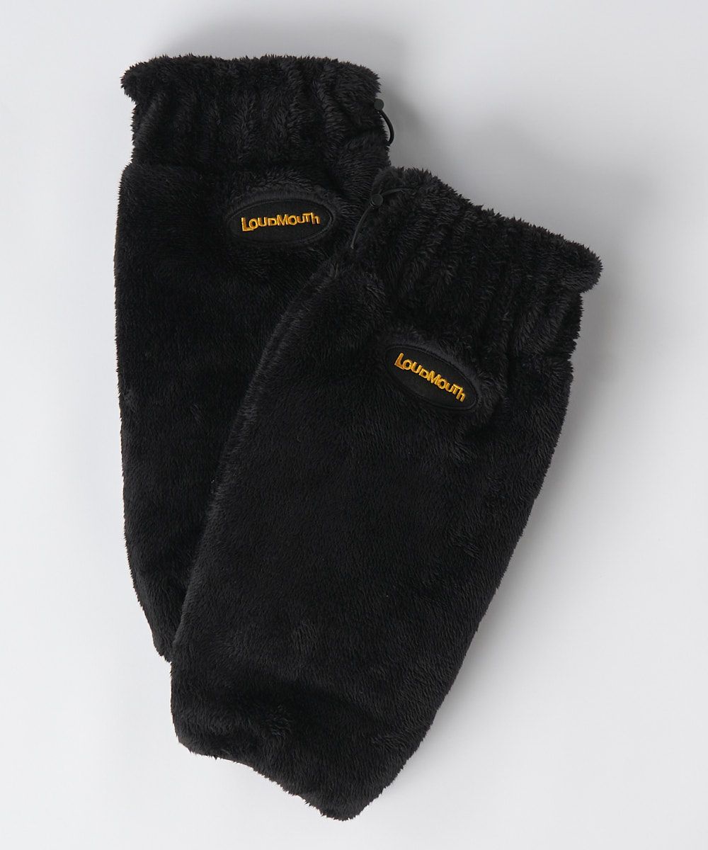 レディース ボア×フリース リバーシブルレッグウォーマー ブラック