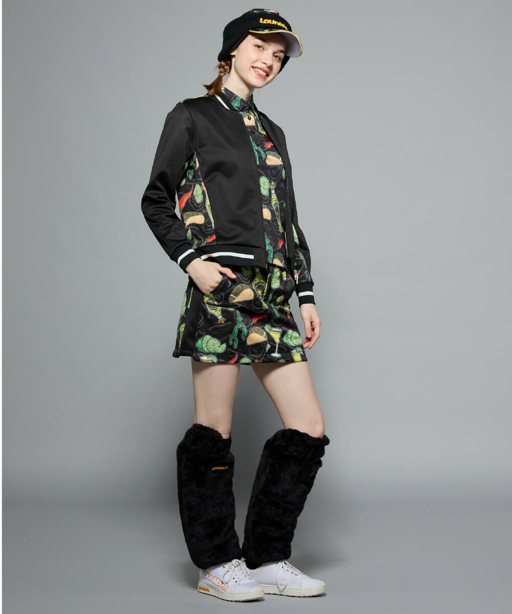 レディース ボア×フリース リバーシブルレッグウォーマー ブラック