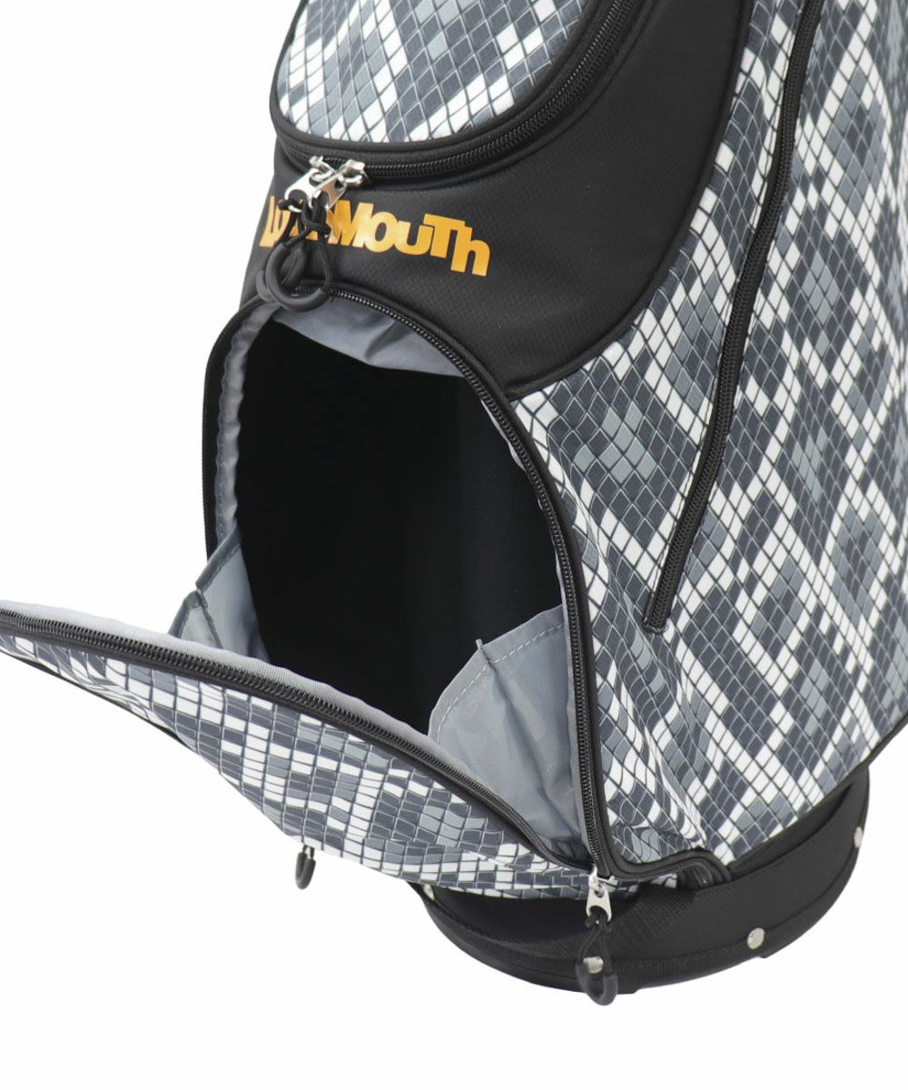 LOUD MOUTH スタンドバッグ ホワイト/ブラック ドッグ柄 軽量スタンドバッグ8.5型 Polygon Snake/ポリゴンスネイク | LOUDMOUTH